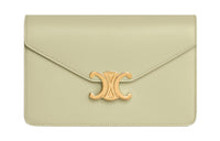 CELINE Triomphe Cow Leather Wallet Women's Almond Green