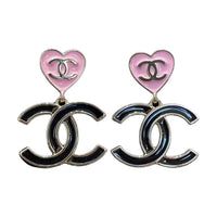 CHANEL Metal Earrings Women's Black