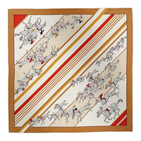HERMES Mulberry Silk Silk Scarves Women's Caramel