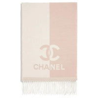 CHANEL Wool Knit Scarves Women's Pink