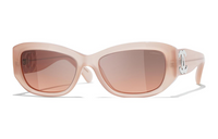 CHANEL Acetate Irregular Shape Sunglasses Women's Pink