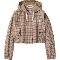 MIU MIU Vichy-Check Drawstring Jacket