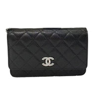 CHANEL Leather Shoulder Bag Women's Black