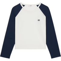CELINE Triomphe Raglan Sleeve T Shirt Women's White Blue