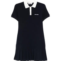 MIU MIU Logo-Embroidered Short-Sleeved Mini Polo Dress