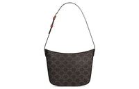 CELINE Croque Cow Leather Handbag Shoulder Bag Medium Size Women's Tawny