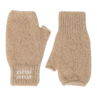 MIU MIU Wool Knit Gloves Unisex Brown