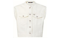 LOUIS VUITTON Frayed Hem Sleeveless Denim Jacket