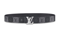 LOUIS VUITTON Double Sided Stud Buckle Cow Leather Belts Men's Gray Width  4cm