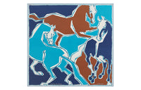 HERMES Silk Scarves Women's Ocean/Cobalt/Chestnut