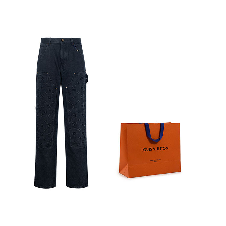 بنطلون جينز رجالي من LOUIS VUITTON FW23 باللون الأسود