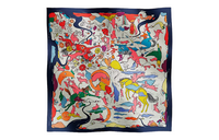 HERMES Silk Scarves Unisex Dark Blue