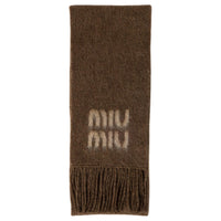 MIU MIU Wool Mohair Fabric Knit Scarves Unisex Brown
