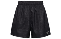 PRADA Re Nylon Logo Stripe Shorts Black