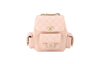 CHANEL Embossed Shiny Calfskin Backpack Small Size Women's Light Pink