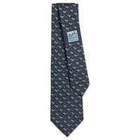 HERMES Mulberry Silk Ties Men's Marine Blue