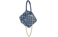 LOUIS VUITTON Jacquard Denim With Cow Leather Patchwork Dice Bag Chain Bag Handbag Regular Women's Blue