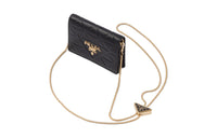 PRADA Cow Leather Card Holder Regular Women's Black