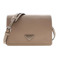 PRADA Leather Shoulder Bag Women's Beige