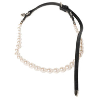 MIU MIU Leather Necklaces Women's Black/Cream
