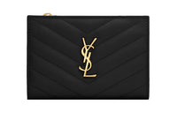 SAINT LAURENT Monogram Cow Leather Wallet Women's Black