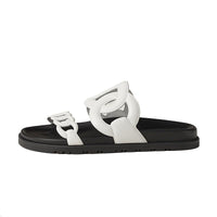 HERMES Slide Slippers Women's Black White
