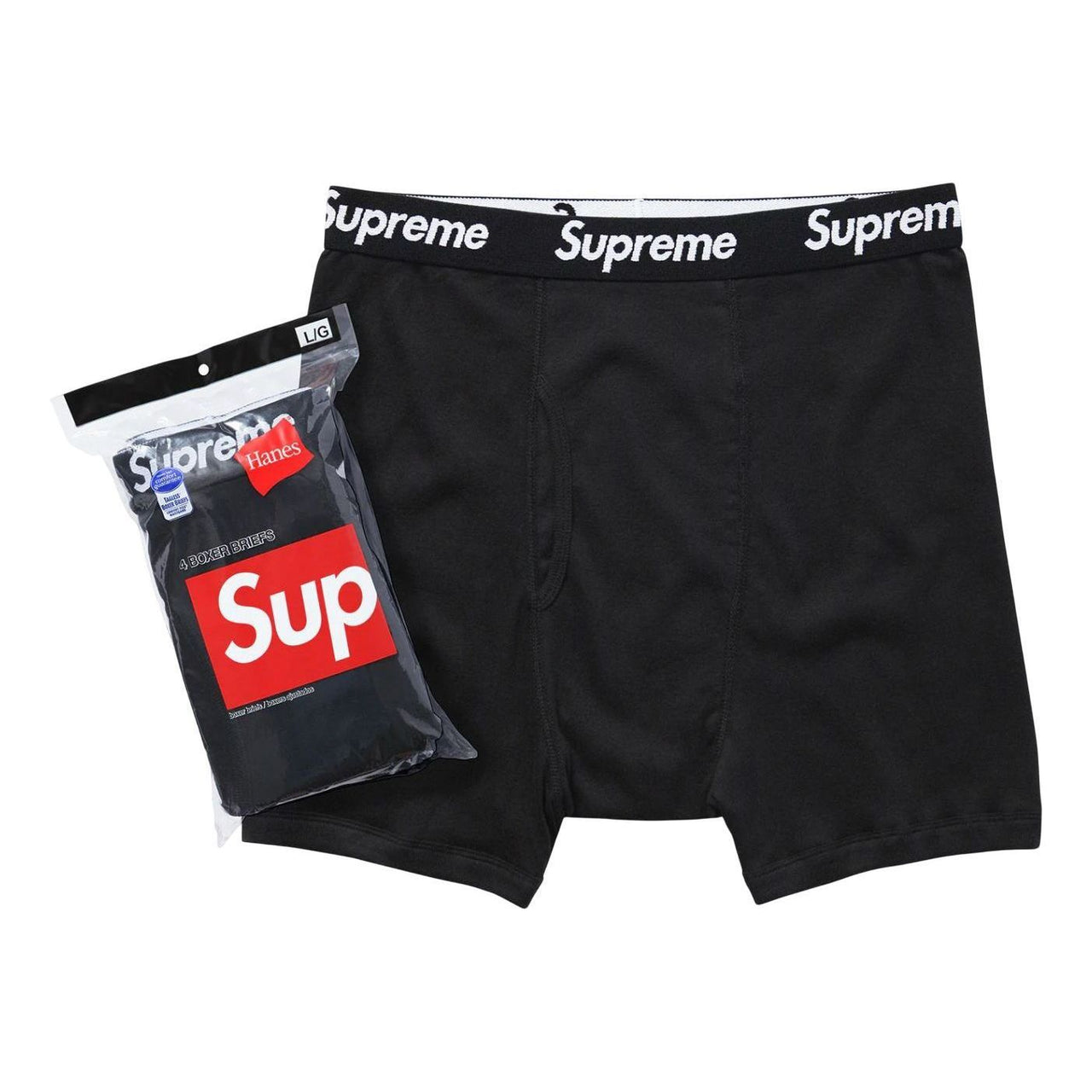 مجموعة من 4 سراويل بوكسر Supreme Hanes باللون الأسود SUP-FW24-023-BK
