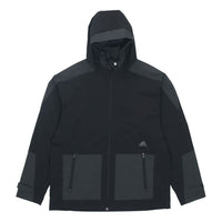 جاكيت adidas Sports Training المنسوج المقاوم للرياح ذو القلنسوة والشعار باللون الأسود H40220