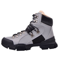 حذاء Gucci Flashtrek عالي الرقبة من الصوف "فضي أسود" 548761-9Y040-8169