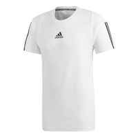 adidas Stripe Printing Training Sports Short Sleeve White DQ1453