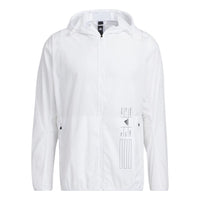 جاكيت رياضي بغطاء رأس من adidas Th Lite Wvjk بلون سادة أبيض HE9917