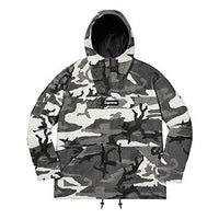 معطف واقٍ من المطر من الجلد من Supreme FW18، لون أسود وأبيض ورمادي، طراز SUP-SS18-716