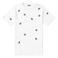Men's DIOR x KAWS Crossover Bee Embroidered Short Sleeve White 923J609W5041-082