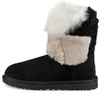 (WMNS) UGG Classic Short Patchwork Fluff Stay Warm Cozy Fleece Lining Black 1098071-BLK