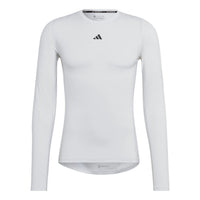 Men's adidas Training Techfit Solid Color Training Long Sleeves White T-Shirt HJ9926