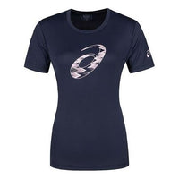 (WMNS) تيشيرت ASICS Spiral Graphic بأكمام قصيرة، مقاس آسيوي "Midnight" 2032D020-402