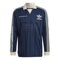 قميص بولو رجالي من adidas originals بشعار مخطط وأكمام طويلة باللون الأزرق HN1676