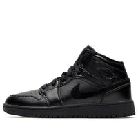 (GS) حذاء Air Jordan 1 Mid "أسود غامق" 554725-090