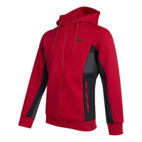 جاكيت رياضي adidas St Kn Spcr Jkt بألوان متباينة وجيب محبوك وغطاء رأس وشعار أحمر H39240
