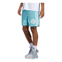 Men's adidas Rose Short Ross Stripe Patchwork Print Loose Basketball Sports Shorts Sky Blue GV4649