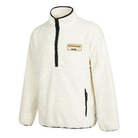 Men's Converse Logo Half Zipper lamb's wool Stand Collar Jacket Creamy White 10023063-A03