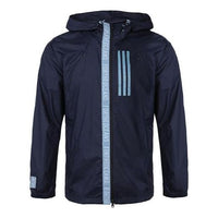 adidas Casual Training Sports Windproof Hooded Jacket Navy Blue EB7600