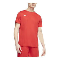 تي شيرت رجالي من Nike Dri-FIT مطبوع عليه شعار Dri-FIT برقبة دائرية وأكمام قصيرة، إصدار أمريكي، برتقالي وأحمر، BV6708-657