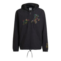 adidas originals x Disney Crossover Half Zipper Pullover Large Logo Cartoon animal Pattern Long Sleeves Jacket Black HF4929