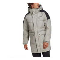 adidas terrex Colorblock Outdoor mid-length hooded down Jacket Couple Style Gray GL7413