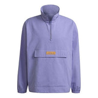 adidas originals Quarter Zip Casual Sports Half Zipper Hooded Jacket Purple HB1822
