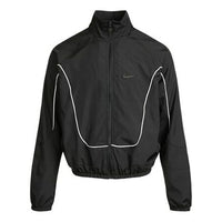 جاكيت كرة سلة Nike MENS Throwback Multicolor Tat Basketball ذو الياقة القائمة باللون الأسود CV1932-011 للرجال
