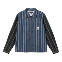 جاكيت عمل Stussy Mix Stripe بسحاب "أزرق أسود" 1110168