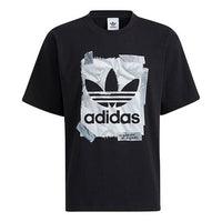 adidas originals Pattern Large Logo Printing Athleisure Casual Sports Round Neck Short Sleeve Couple Style Black HL4113