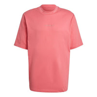 adidas originals Rib Detail Tee Sports Round Neck Short Sleeve Rose Red HB8047